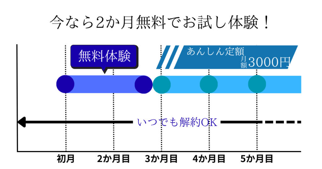 マルチピュアのレンタルプランは、最初の2か月無料、その後は月額3,000円