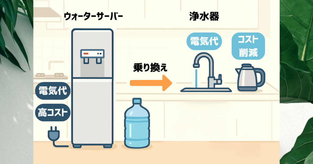 ウォーターサーバーから浄水器へ乗り換え