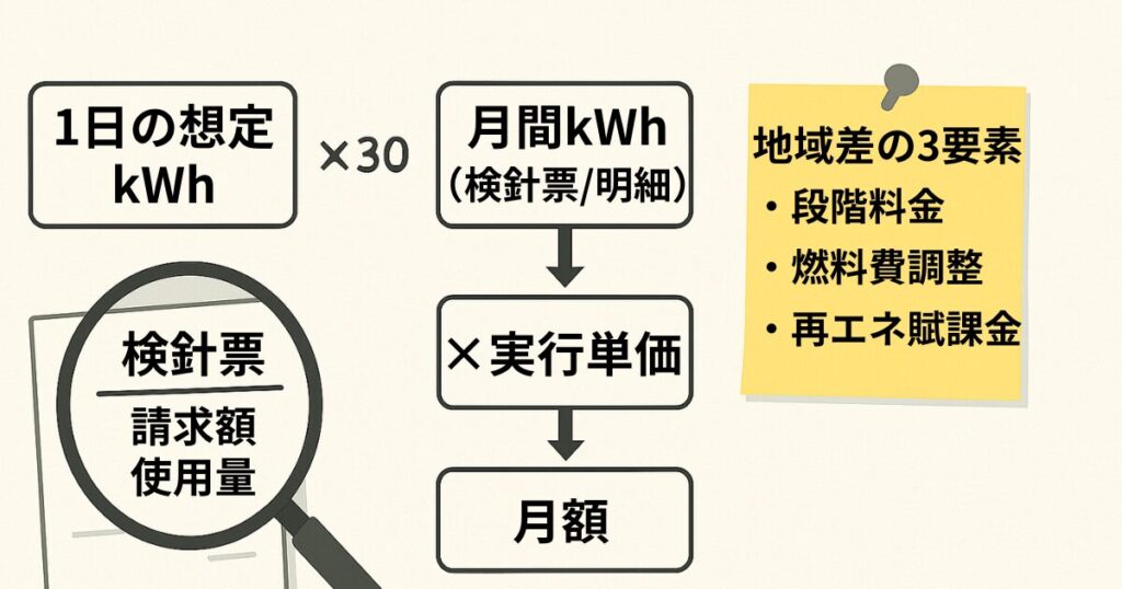 月間電力料金の概算算出ガイド